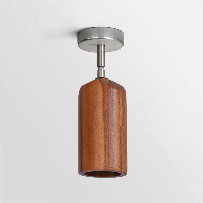 Three Adjustable Spotlight Heads Wood Tone Ceiling Track Lighting